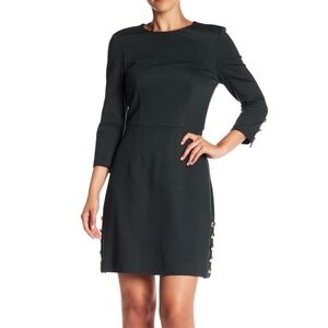 Trina Turk Dress Womens 4 Green Button Ponte Flush Mini
